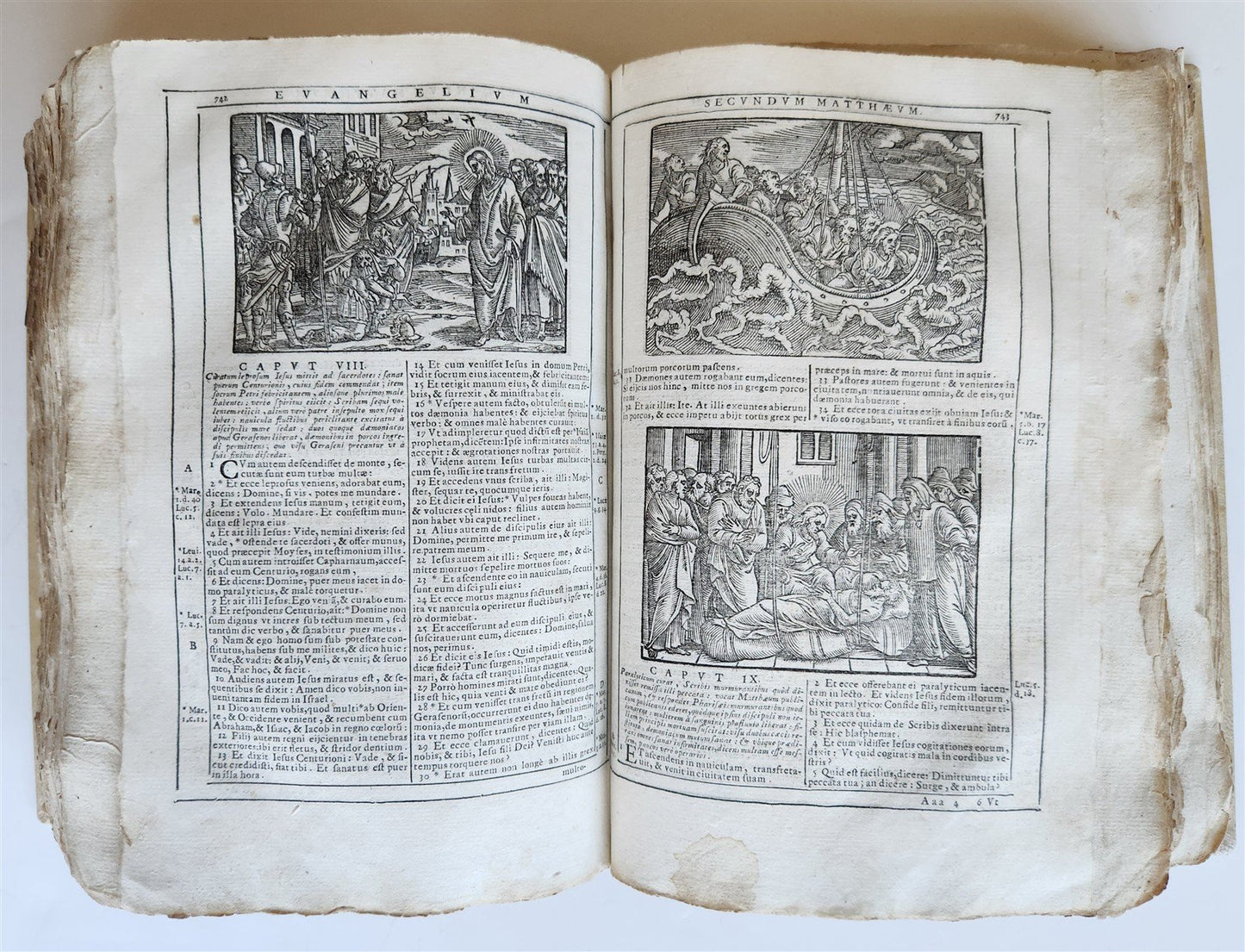 1690 BIBLE in LATIN FULLY ILLUSTRATED antique 17th CENTURY