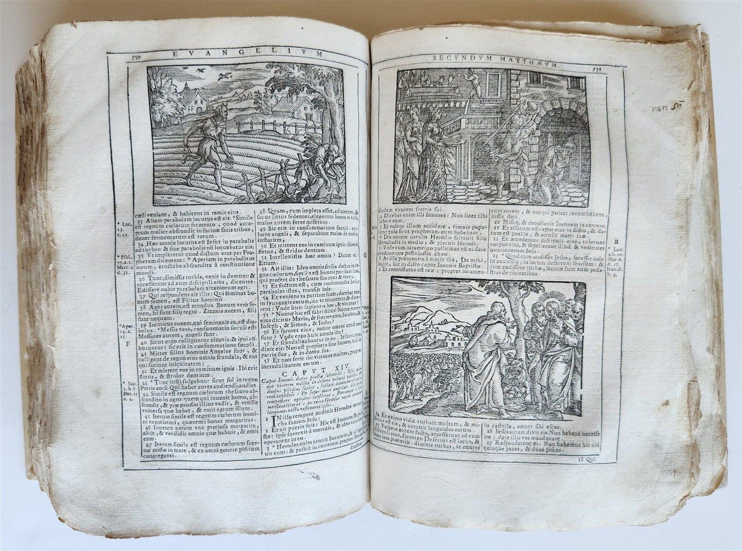 1690 BIBLE in LATIN FULLY ILLUSTRATED antique 17th CENTURY