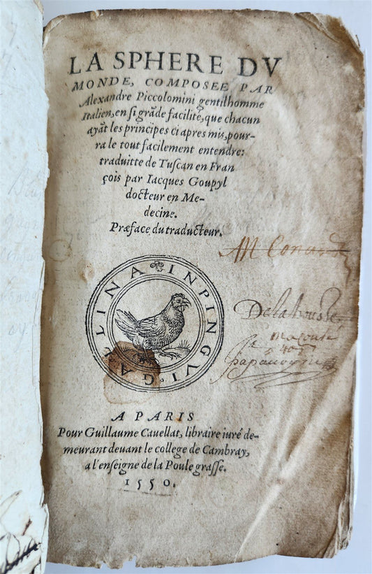 1550 LA SPHERE du MONDE by Alexandre Piccolomini ILLUSTRATED antique ASTRONOMY