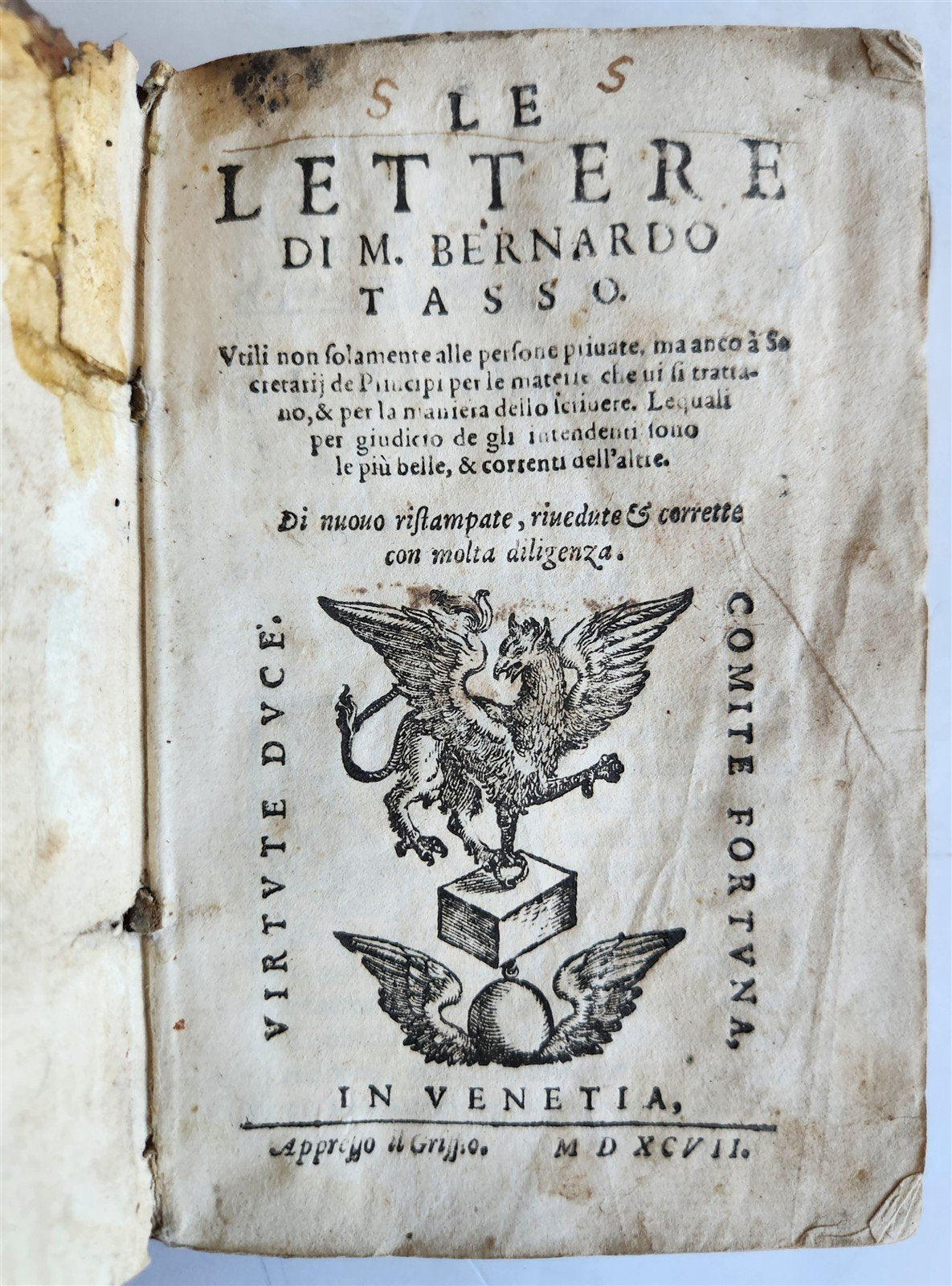 1597 Le lettere di m. Bernardo Tasso antique 16th CENTURY vellum bound