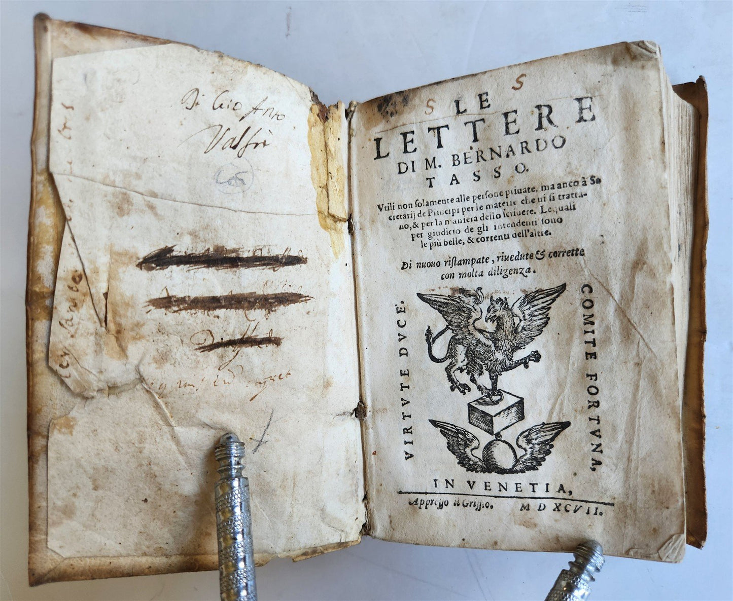 1597 Le lettere di m. Bernardo Tasso antique 16th CENTURY vellum bound