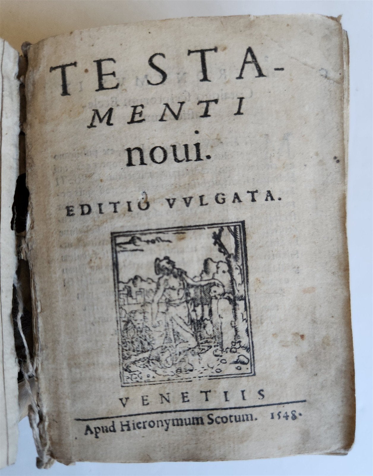 1548 BIBLE in LATIN ILLUSTRATED antique 16th CENTURY vellum TESTAMENTI NOUI