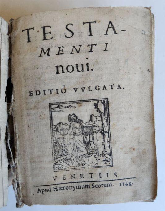 1548 BIBLE in LATIN ILLUSTRATED antique 16th CENTURY vellum TESTAMENTI NOUI