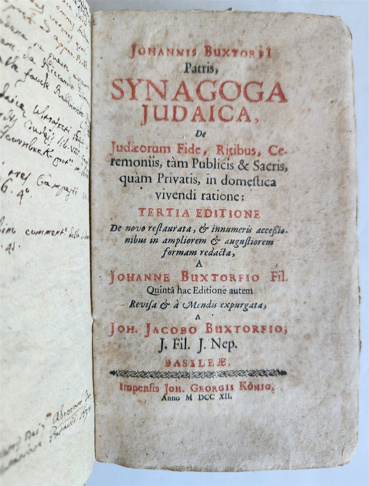 1712 SYNAGOGA JUDAICA by Johannes Buxtorf antique