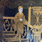 1890s ANTIQUE JAPANESE PAPER - MACHE TRAY Hand painted with art school scene