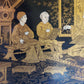 1890s ANTIQUE JAPANESE PAPER - MACHE TRAY Hand painted with art school scene