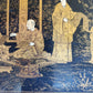 1890s ANTIQUE JAPANESE PAPER - MACHE TRAY Hand painted with art school scene