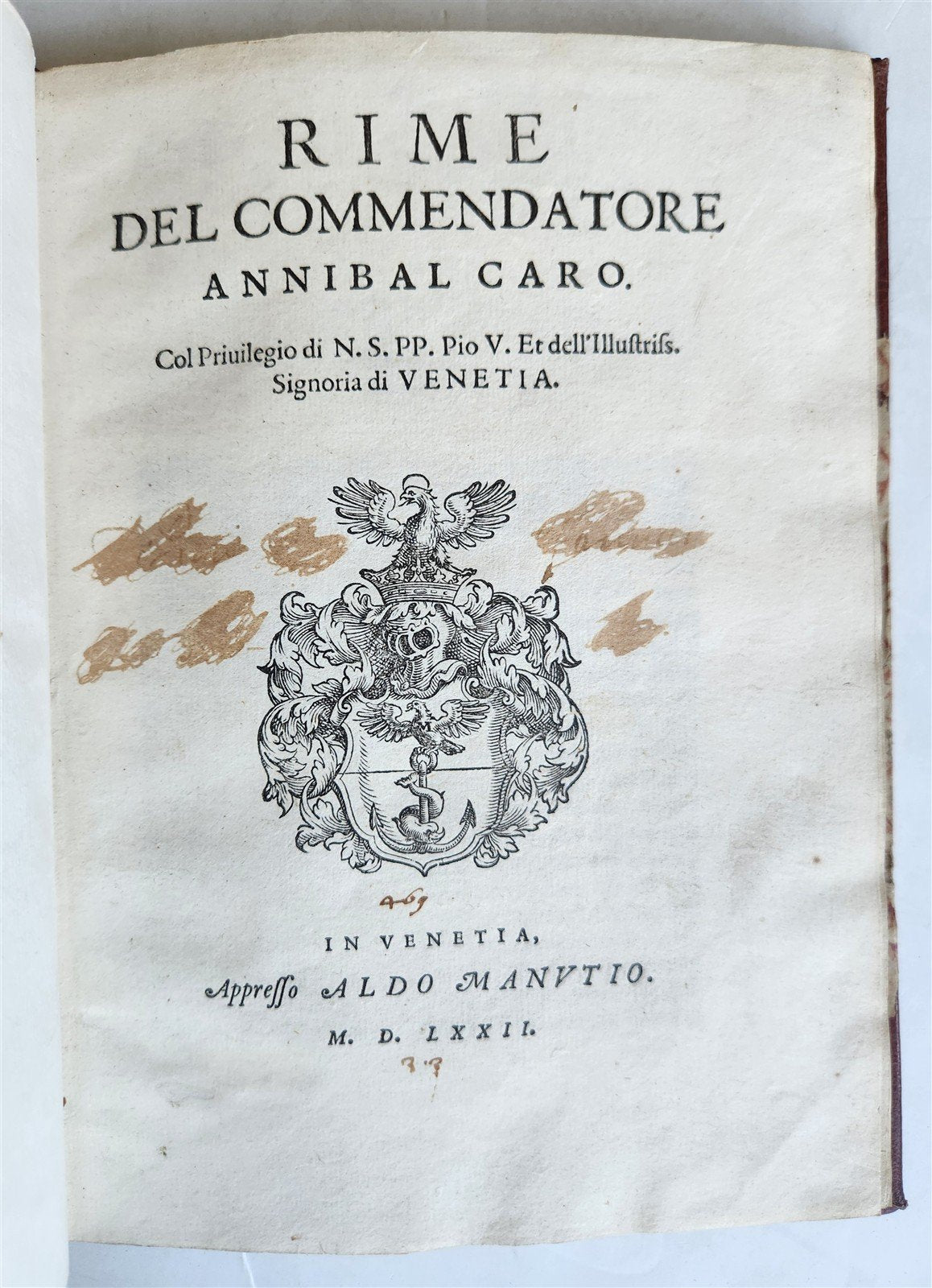 1572 POETRY by ANNIBAL CARO antique ALDINE PRESS 16th CENT appresso Aldo Manutio