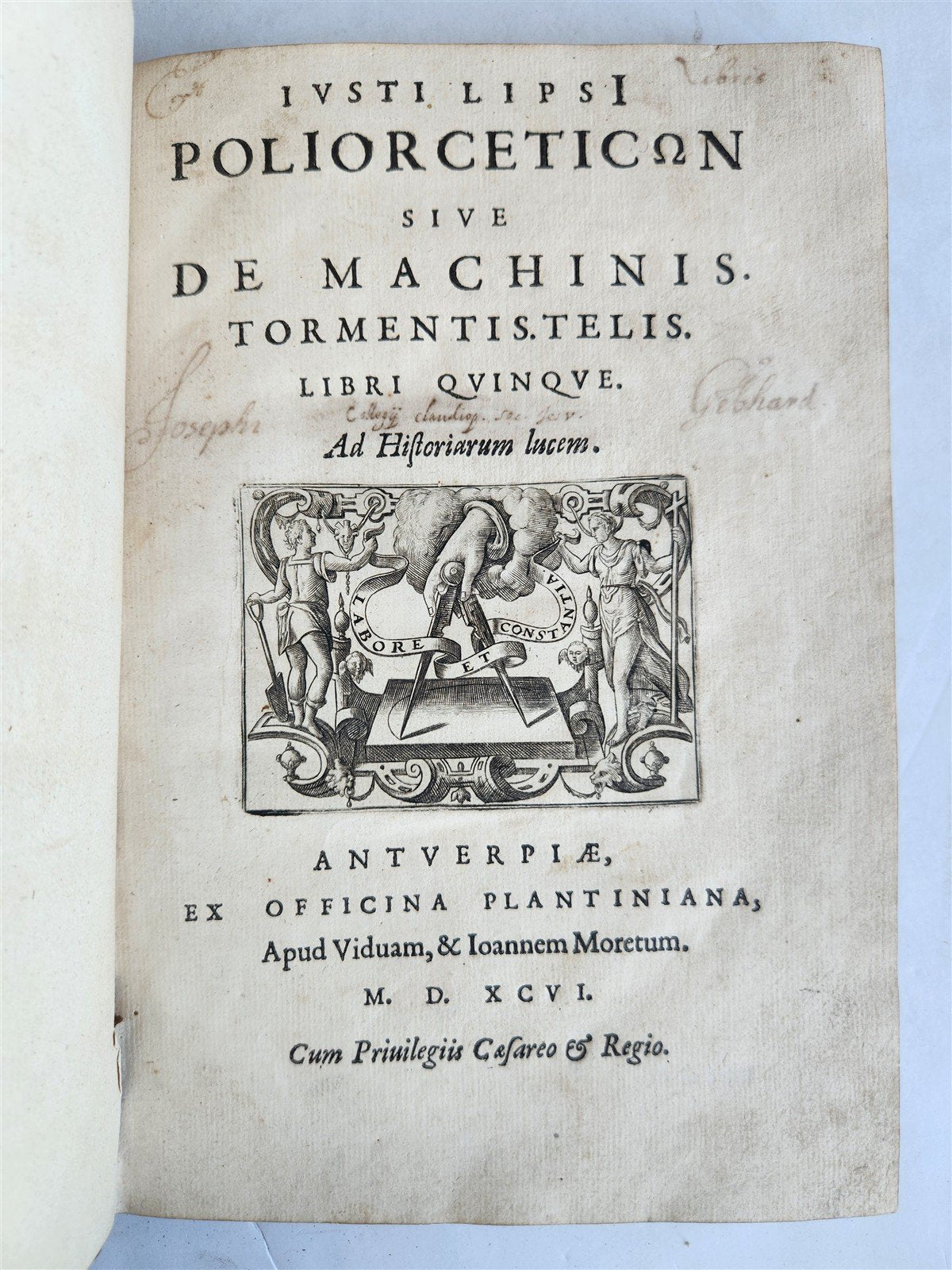 1596 WAR MACHINES of ANCIENT ROME LIPSIUS TREATISE antique ILLUSTRATED Plantin