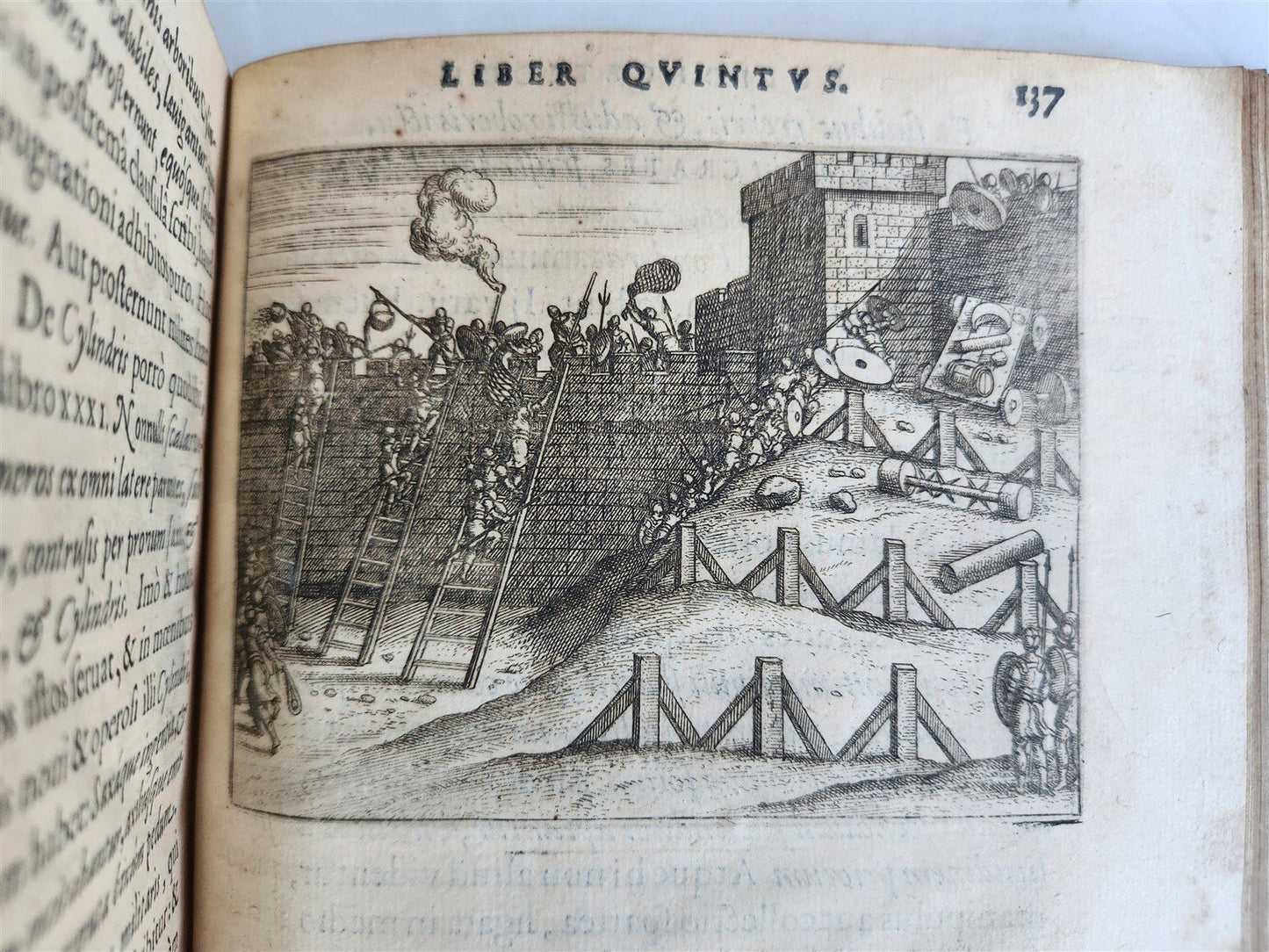 1596 WAR MACHINES of ANCIENT ROME LIPSIUS TREATISE antique ILLUSTRATED Plantin