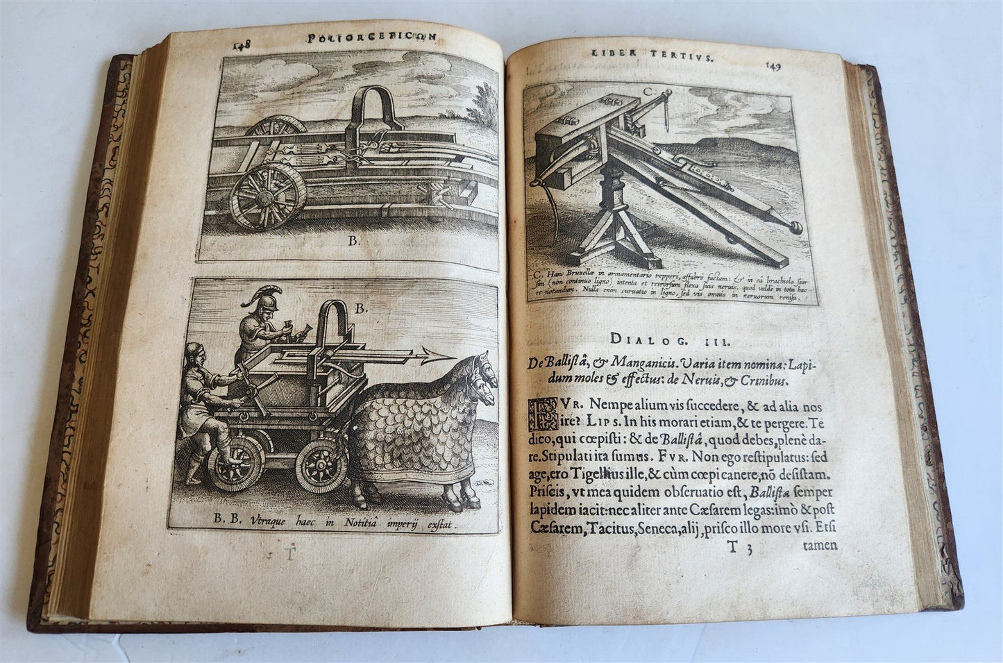 1596 WAR MACHINES of ANCIENT ROME LIPSIUS TREATISE antique ILLUSTRATED Plantin