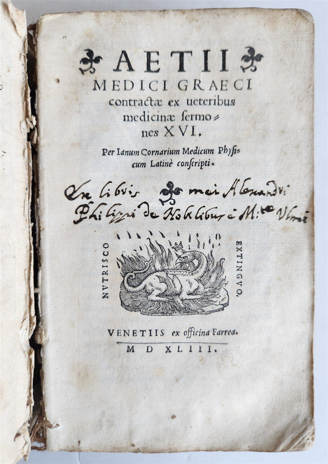 1543 MEDICAL TREATISE by Aetius Amidenus antique 16th CENTURY vellum bound