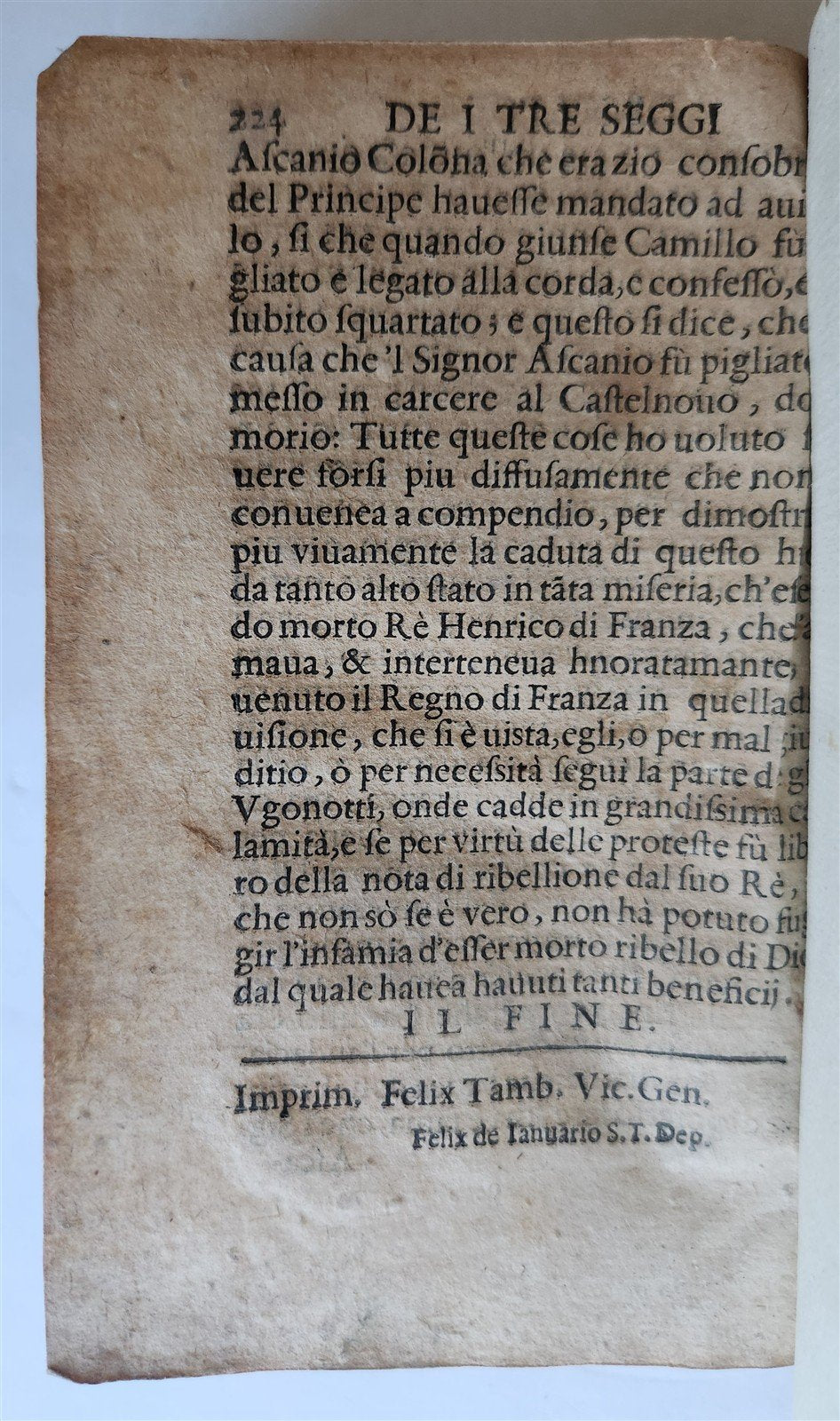 1581 HISTORY of NAPOLI by Terminio Marcantonio antique in ITALIAN