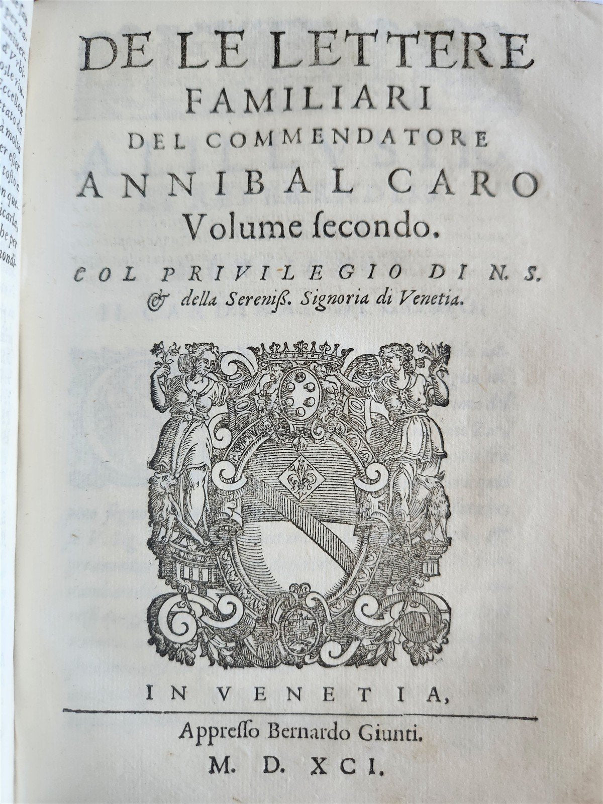 1591 De le lettere familiari by ANNIBALE CARO antique VELLUM BOUND