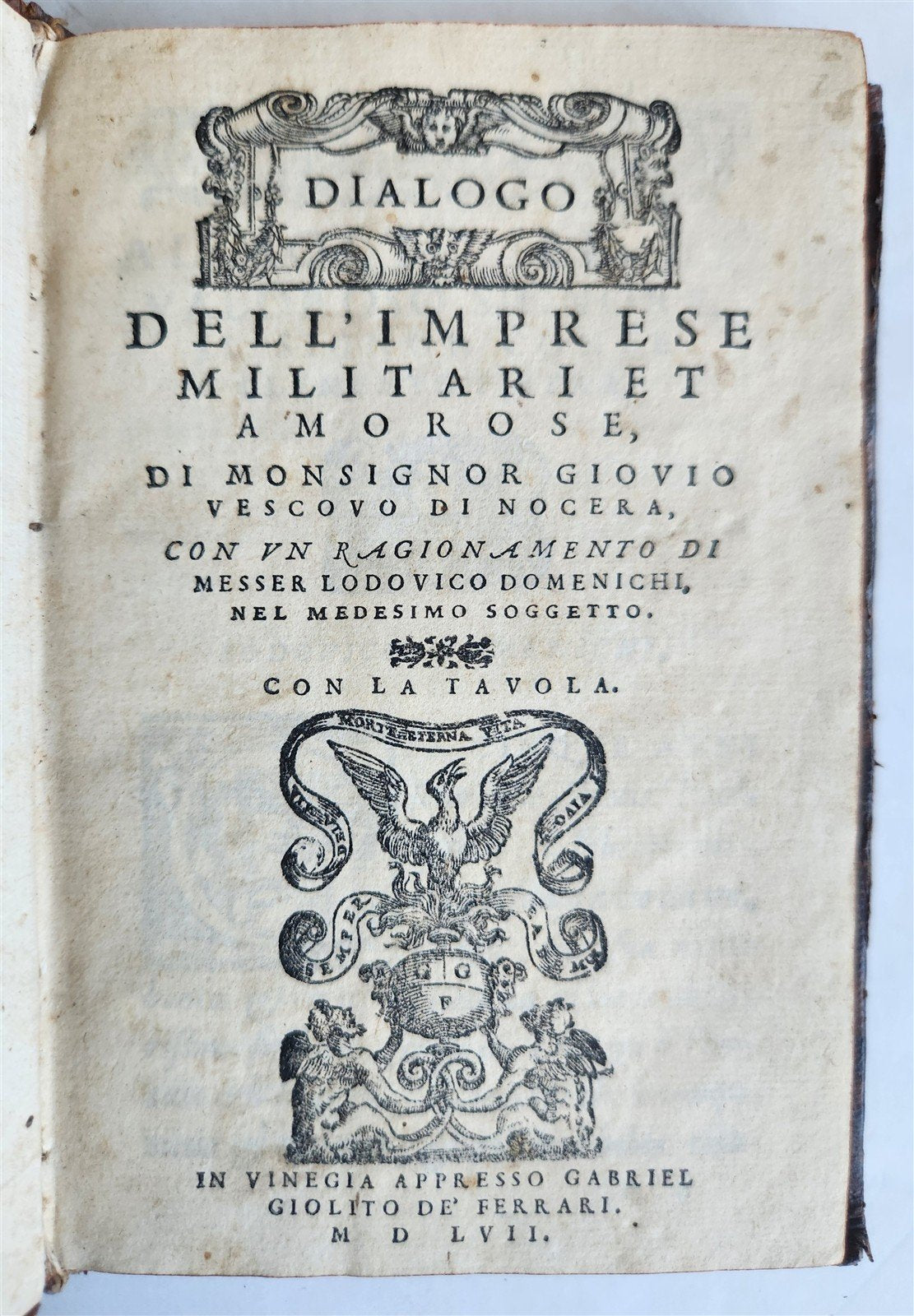 1557 PAOLO GIOVO antique Dialogo dell'imprese militari 16th CENTURY