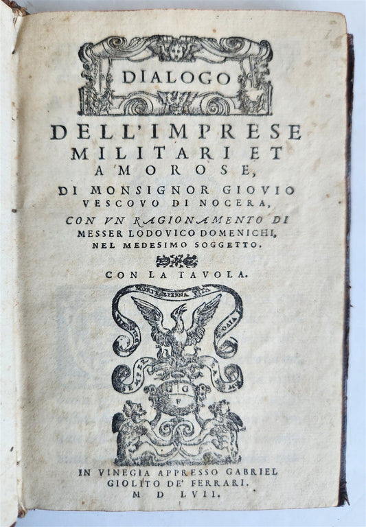 1557 PAOLO GIOVO antique Dialogo dell'imprese militari 16th CENTURY