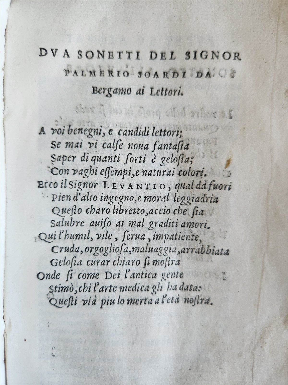 1566 ANTIDOTE to JEALOUSY antique ANTIDOTO DELLA GELOSIA Levantio da Guidicciolo