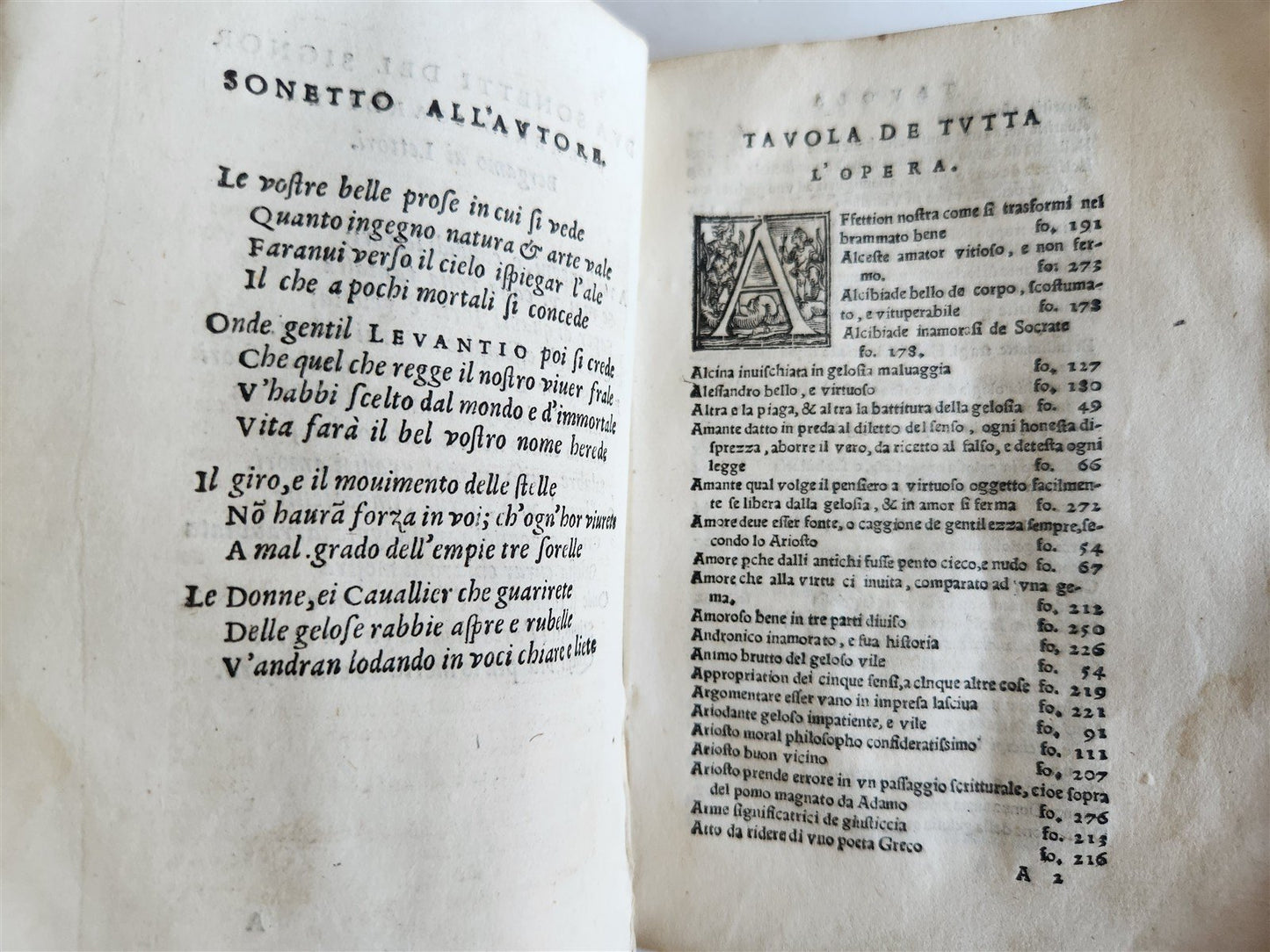 1566 ANTIDOTE to JEALOUSY antique ANTIDOTO DELLA GELOSIA Levantio da Guidicciolo