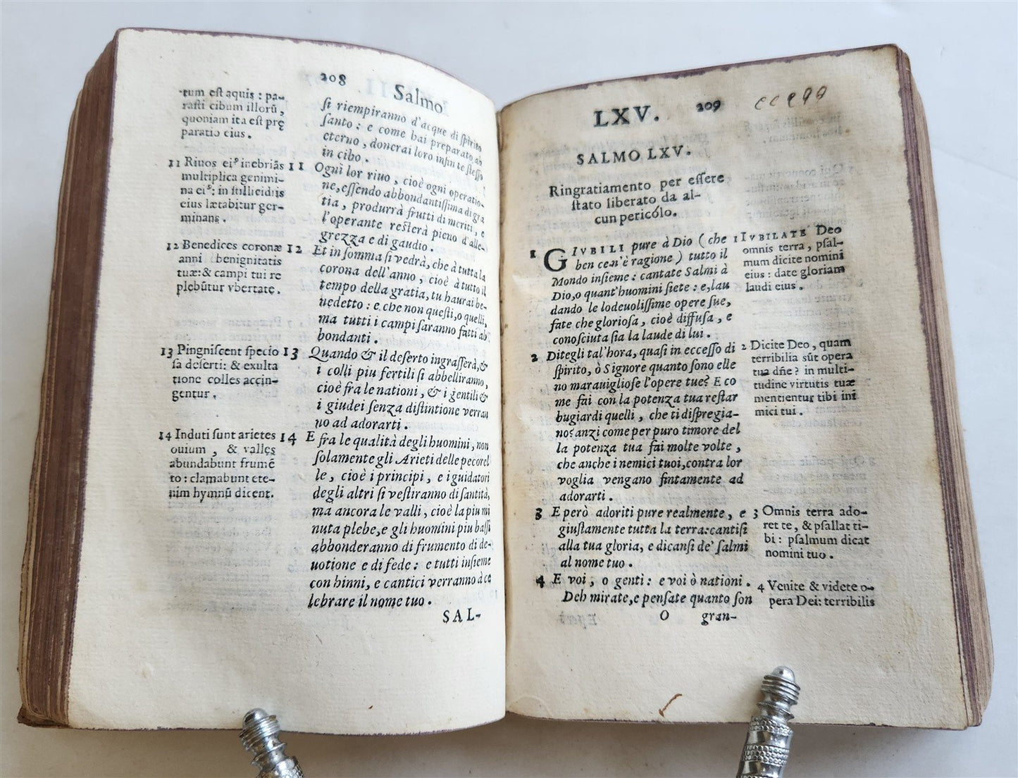 1585 DICHIARATIONE DE I SALMI DI DAVID antique Declaration of Psalms of David