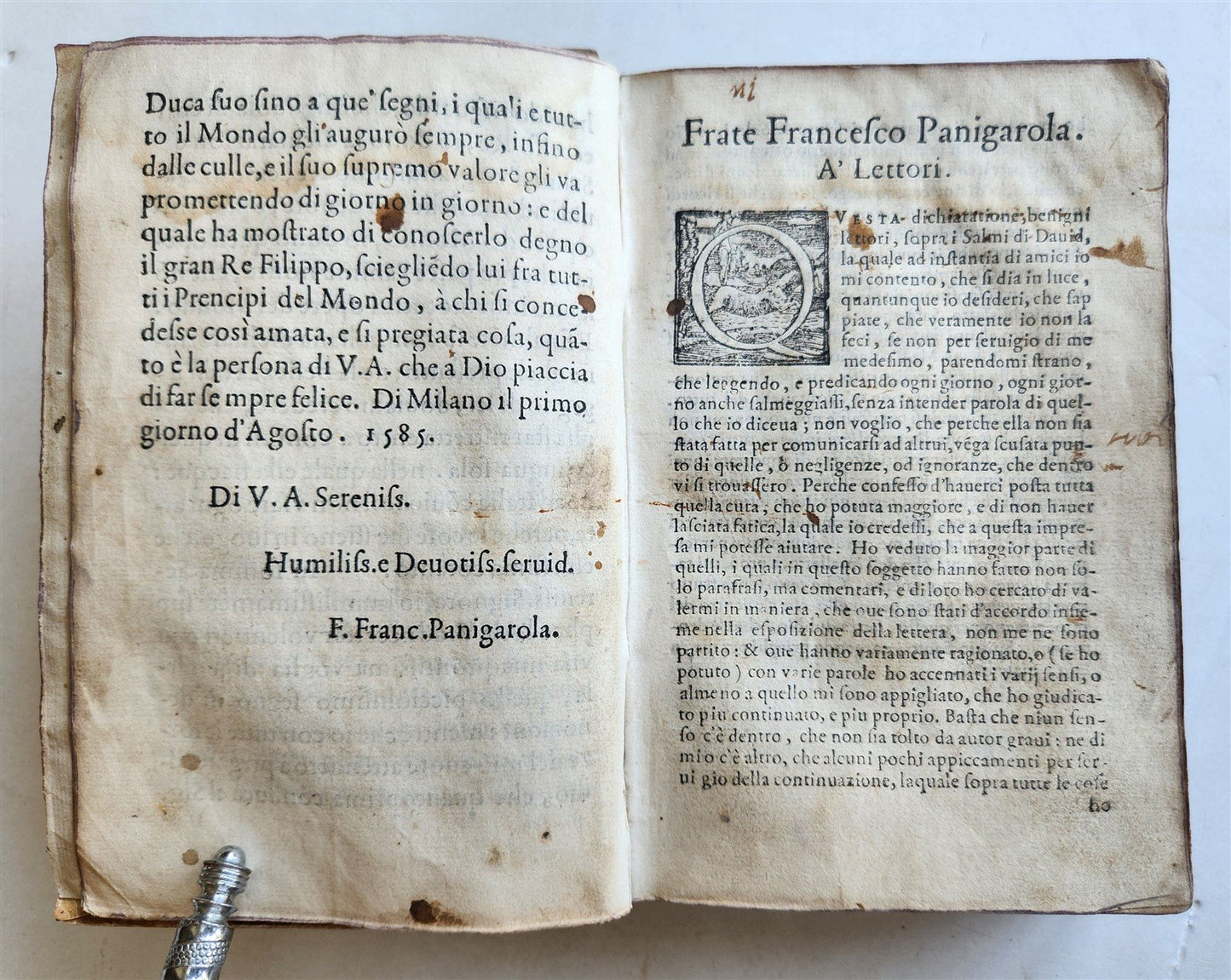 1585 DICHIARATIONE DE I SALMI DI DAVID antique Declaration of Psalms of David