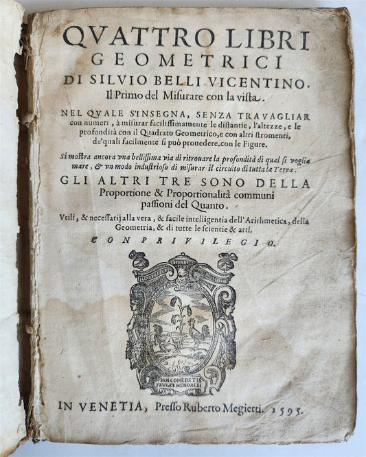 1595 GEOMETRY ILLUSTRATED antique GEOMETRICI di SILVIO BELLI VICENTINO
