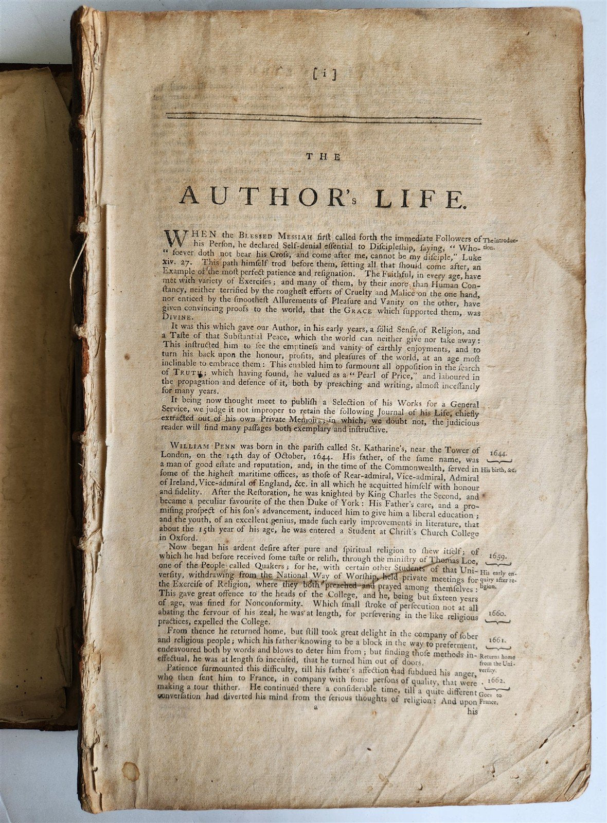 1771 WILLIAM PENN Select Work & Journal of His Life ANTIQUE folio in English