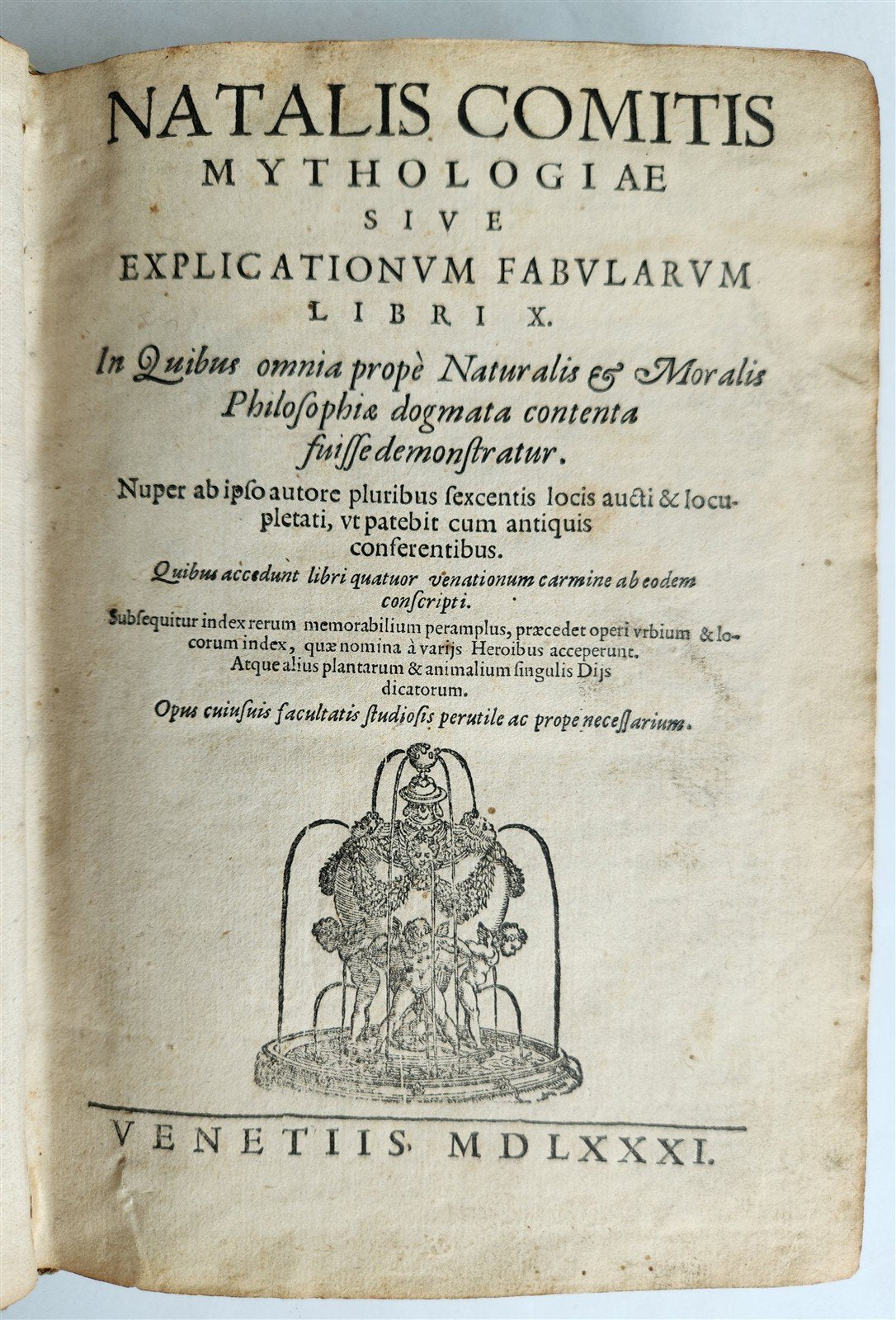 1581 GRECO-ROMAN MYTHOLOGY by Natale Conti ANTIQUE vellum bound 16th century