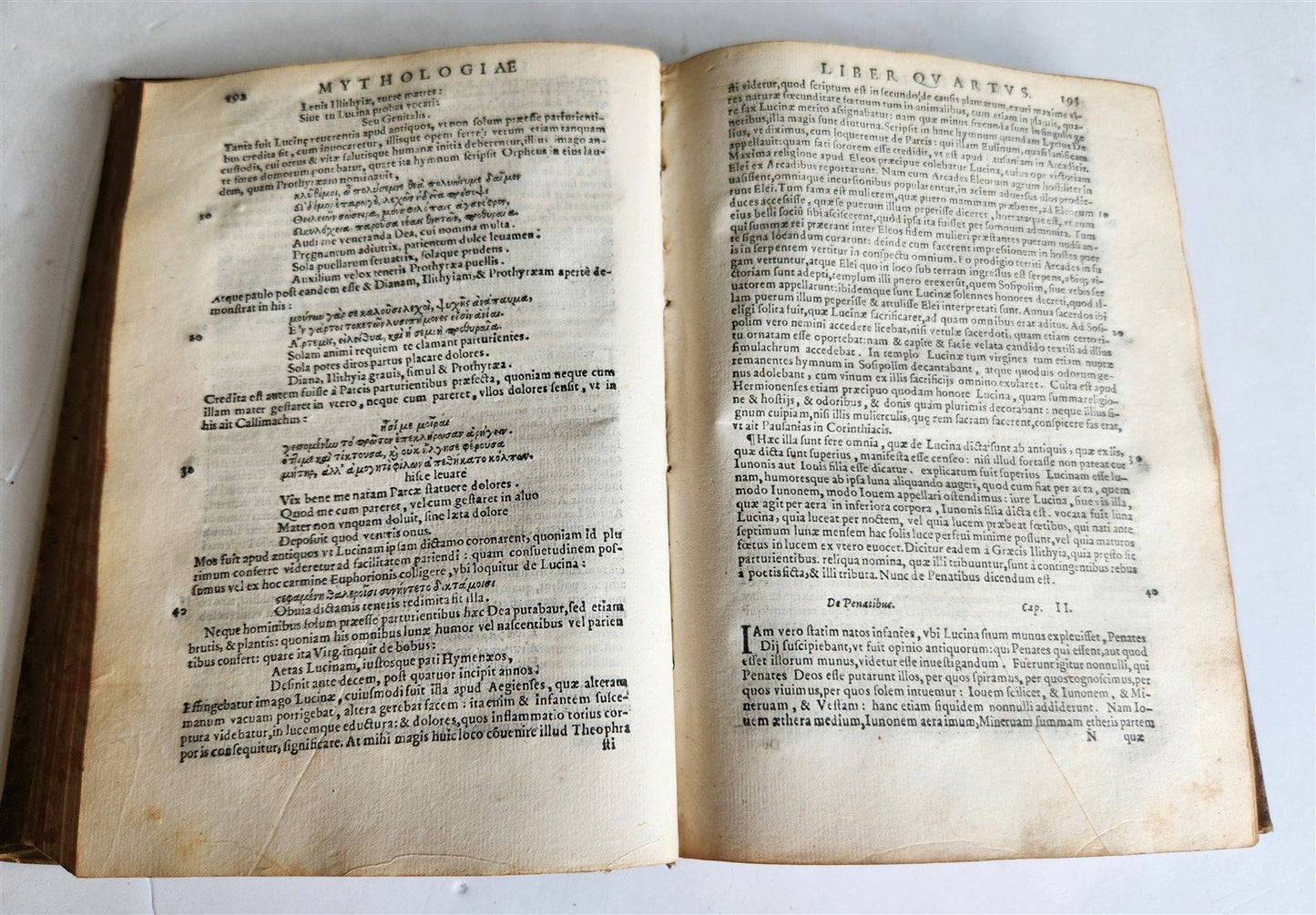 1581 GRECO-ROMAN MYTHOLOGY by Natale Conti ANTIQUE vellum bound 16th century