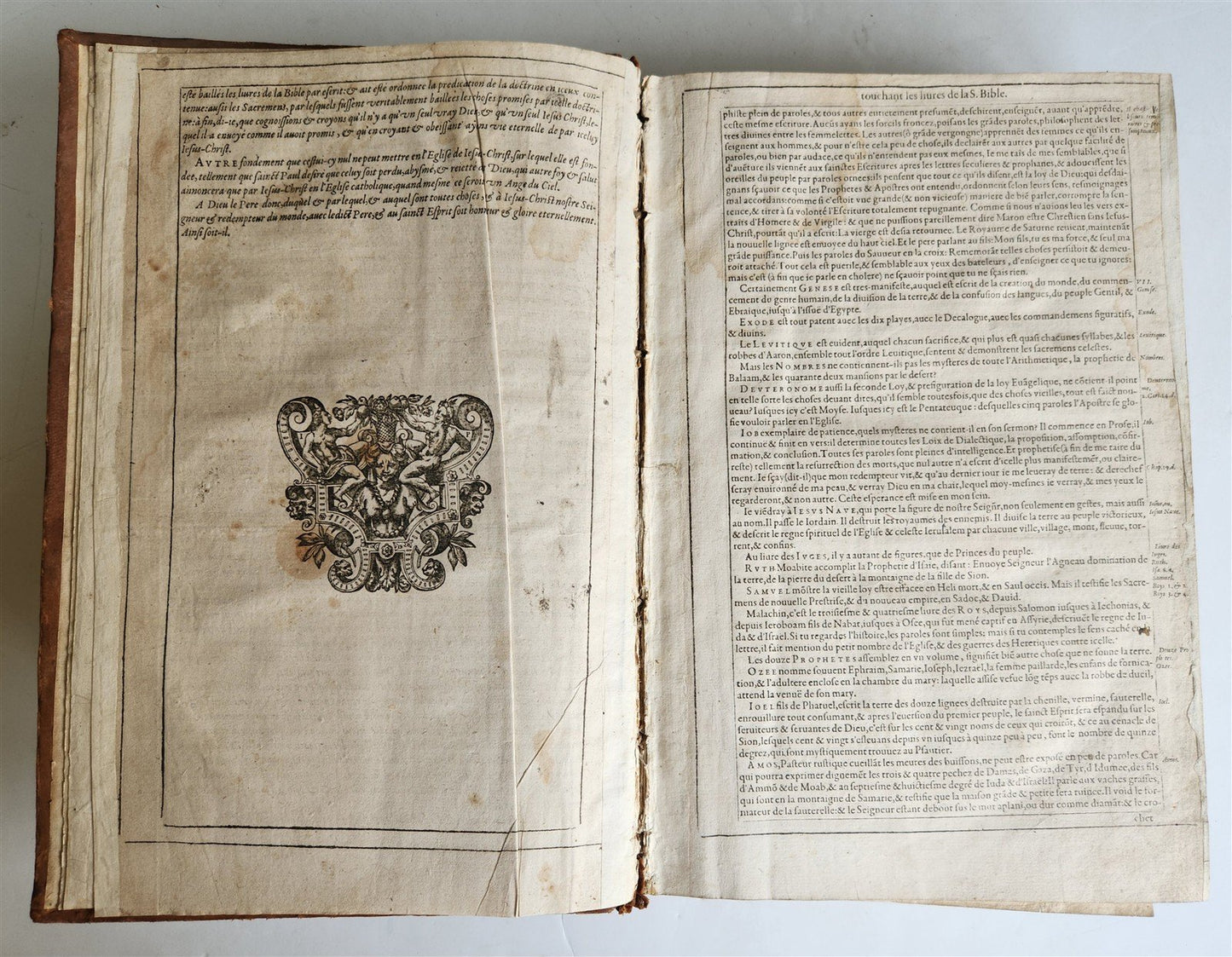1603 BIBLE in FRENCH ILLUSTRATED FOLIO antique