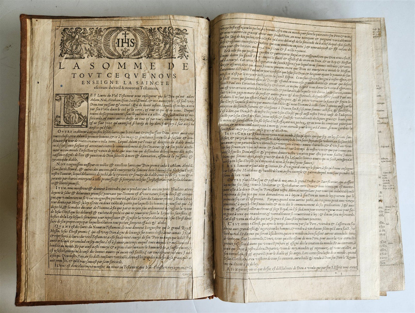 1603 BIBLE in FRENCH ILLUSTRATED FOLIO antique