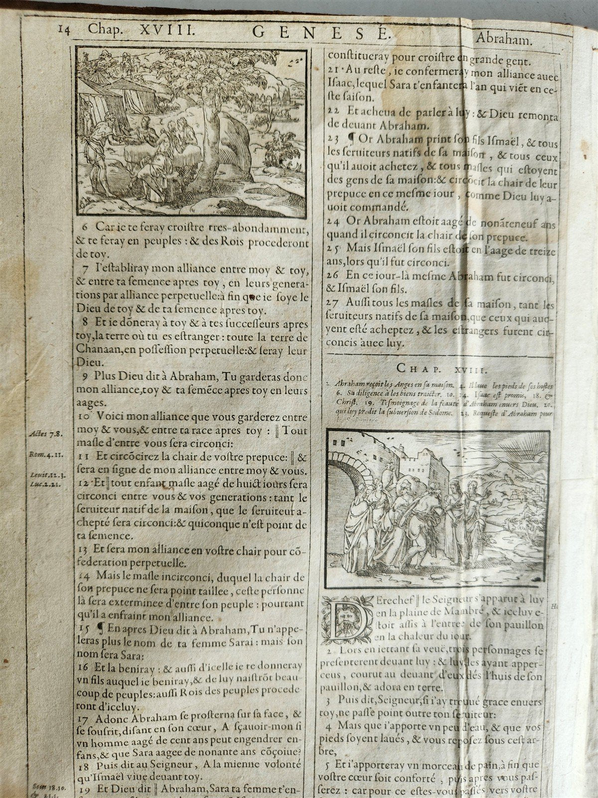 1603 BIBLE in FRENCH ILLUSTRATED FOLIO antique