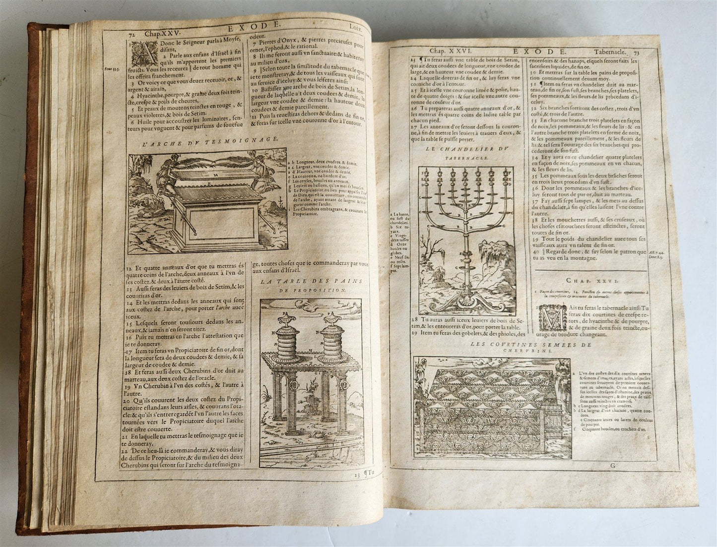 1603 BIBLE in FRENCH ILLUSTRATED FOLIO antique