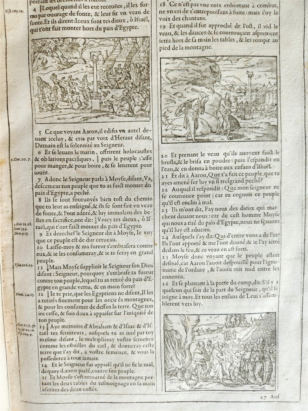 1603 BIBLE in FRENCH ILLUSTRATED FOLIO antique