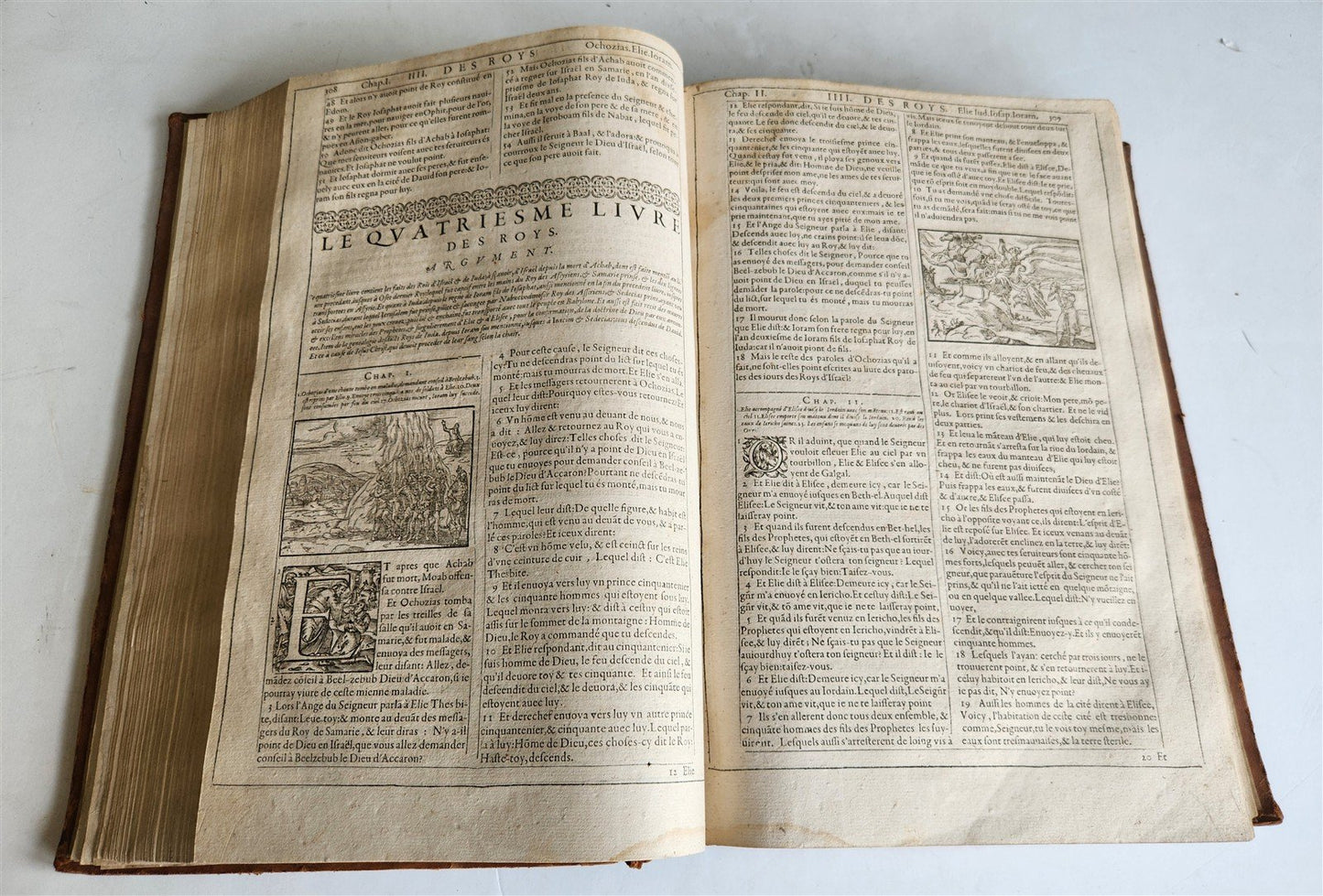 1603 BIBLE in FRENCH ILLUSTRATED FOLIO antique