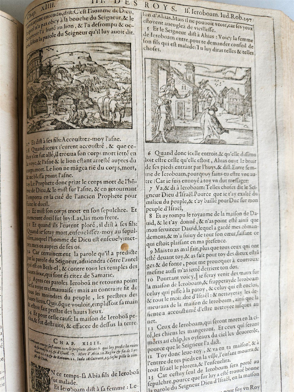 1603 BIBLE in FRENCH ILLUSTRATED FOLIO antique