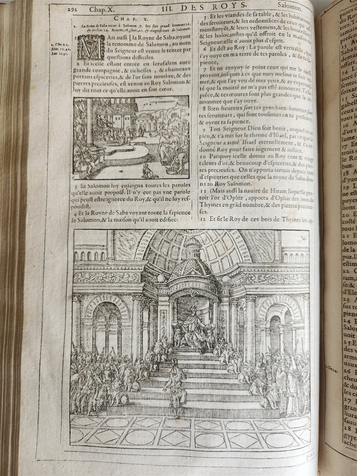 1603 BIBLE in FRENCH ILLUSTRATED FOLIO antique