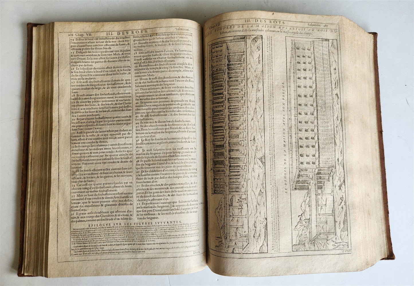 1603 BIBLE in FRENCH ILLUSTRATED FOLIO antique
