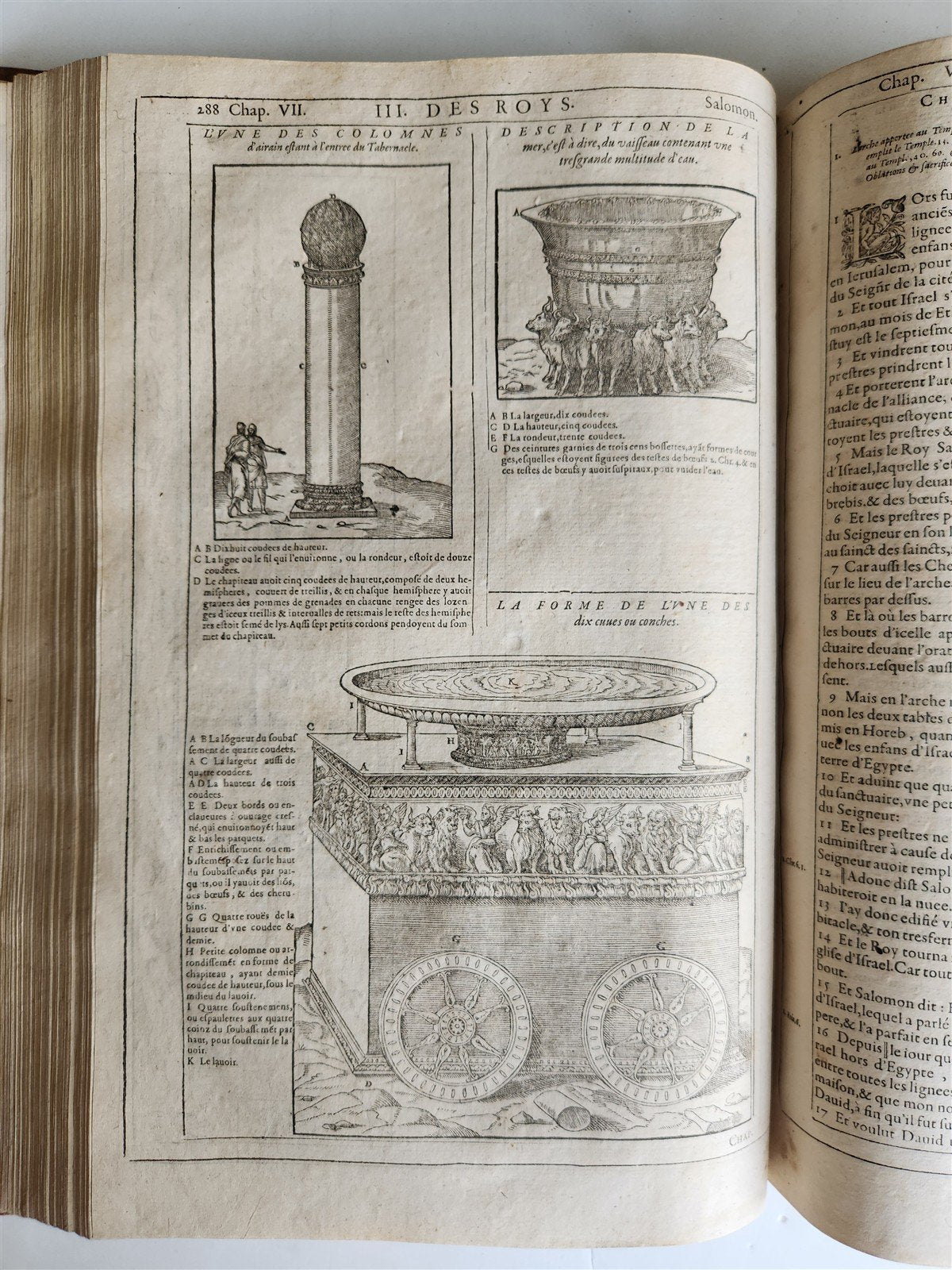 1603 BIBLE in FRENCH ILLUSTRATED FOLIO antique