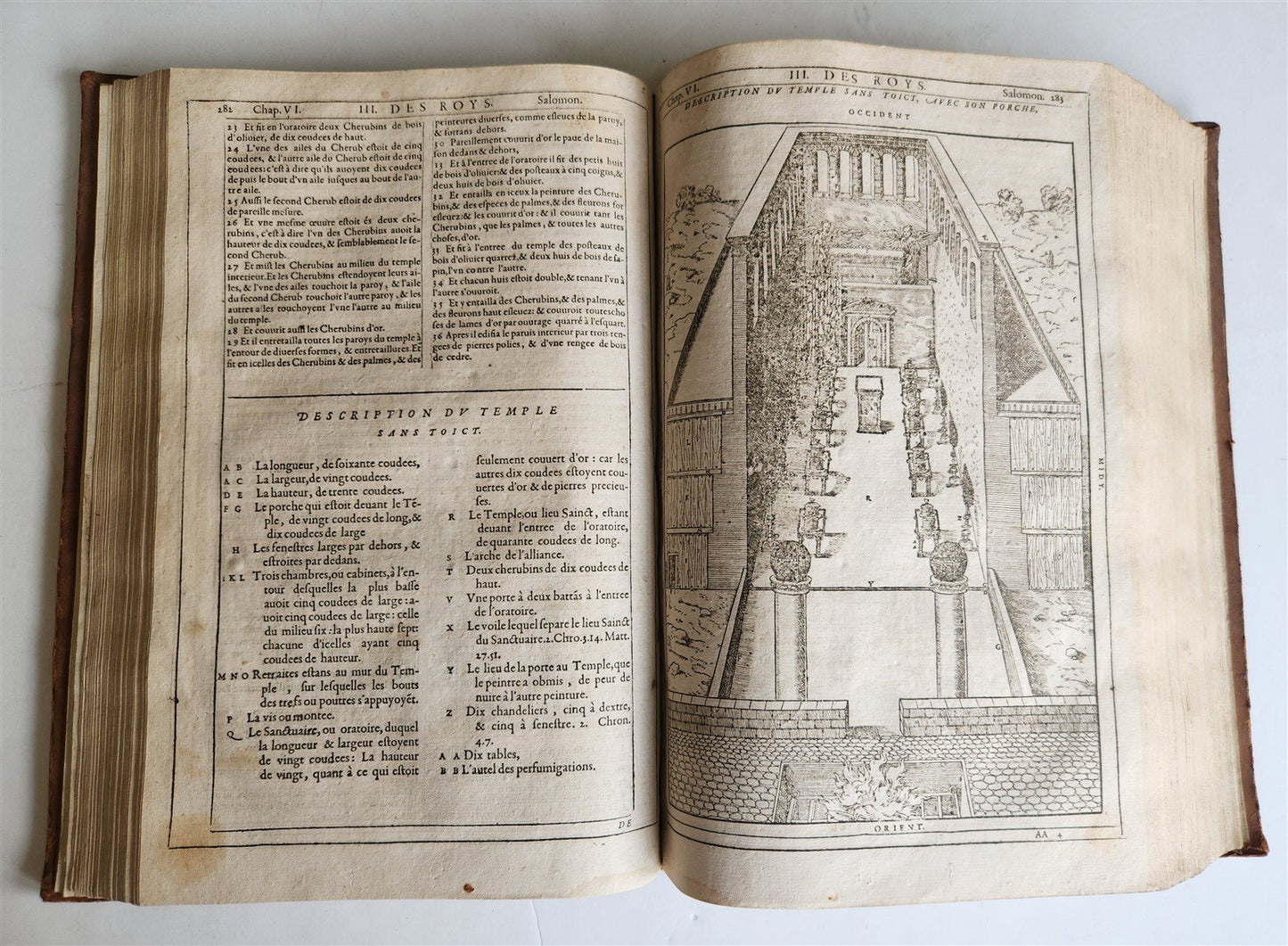 1603 BIBLE in FRENCH ILLUSTRATED FOLIO antique