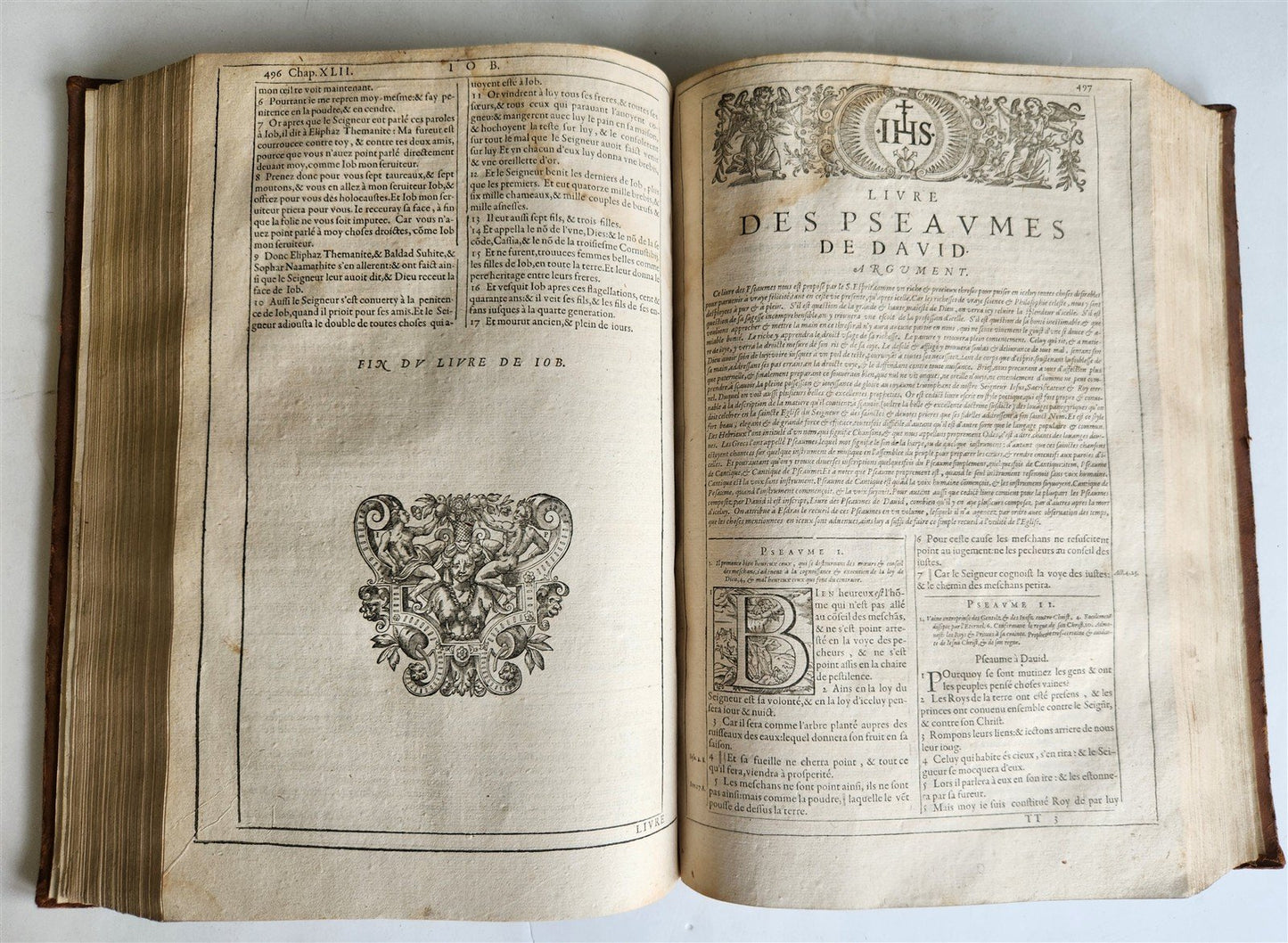 1603 BIBLE in FRENCH ILLUSTRATED FOLIO antique