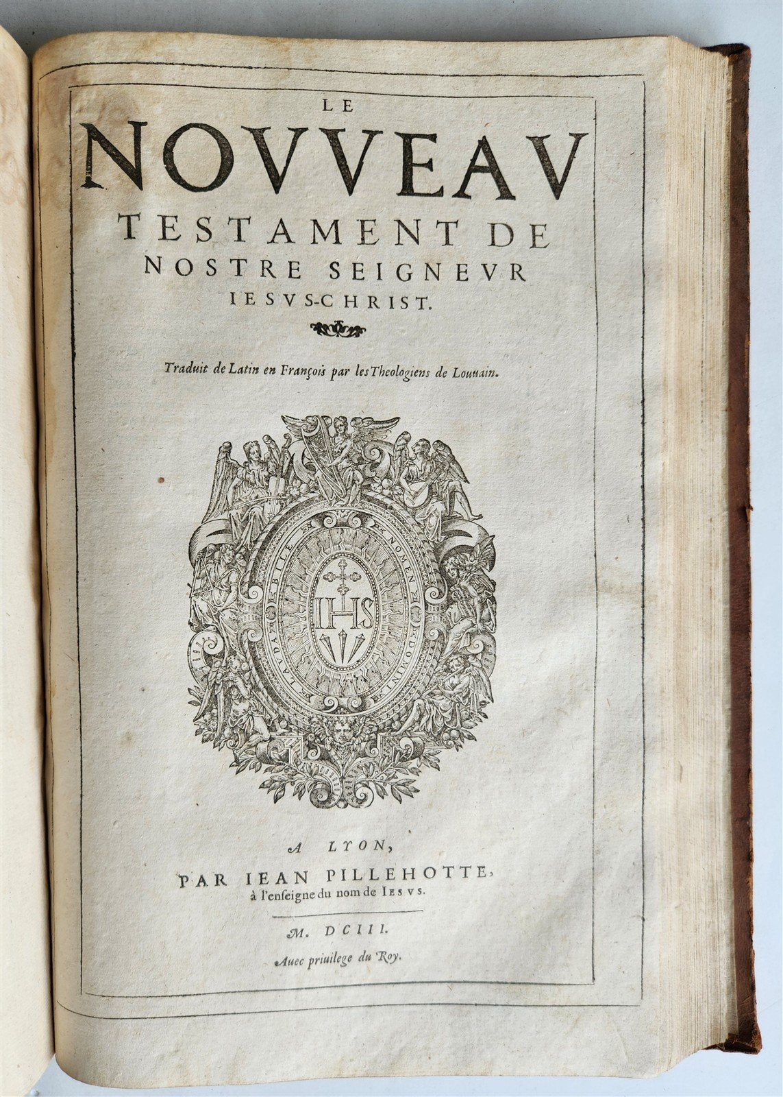 1603 BIBLE in FRENCH ILLUSTRATED FOLIO antique