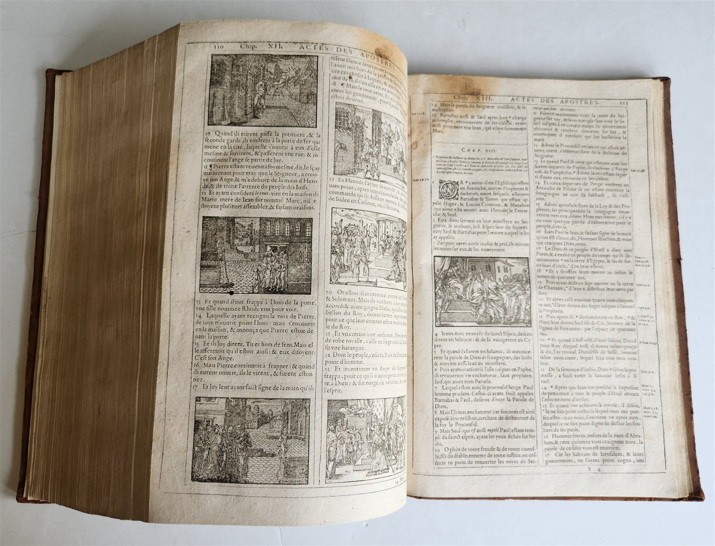 1603 BIBLE in FRENCH ILLUSTRATED FOLIO antique