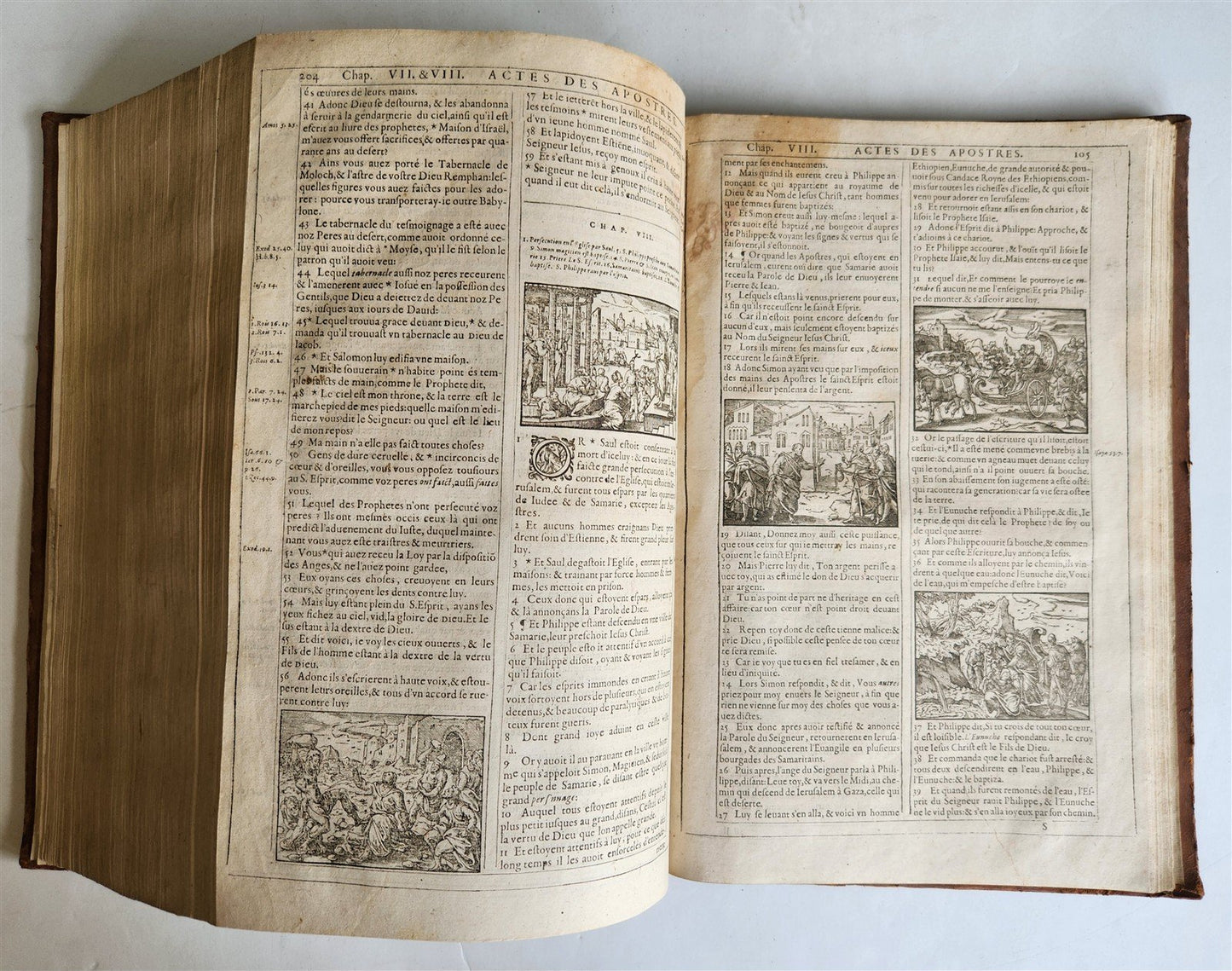 1603 BIBLE in FRENCH ILLUSTRATED FOLIO antique