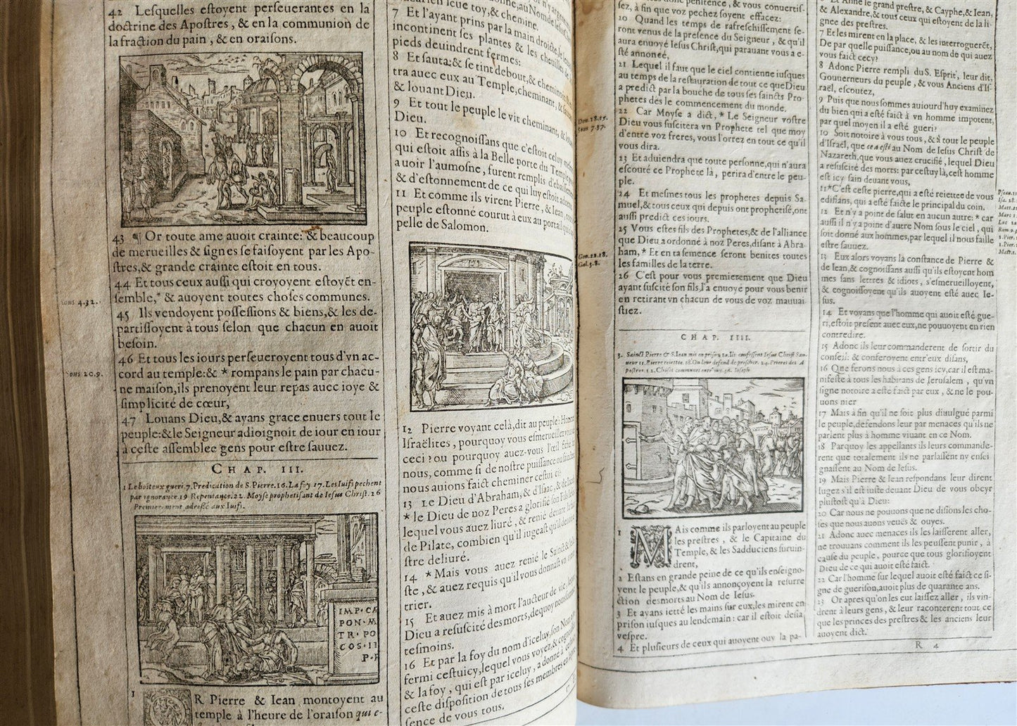1603 BIBLE in FRENCH ILLUSTRATED FOLIO antique