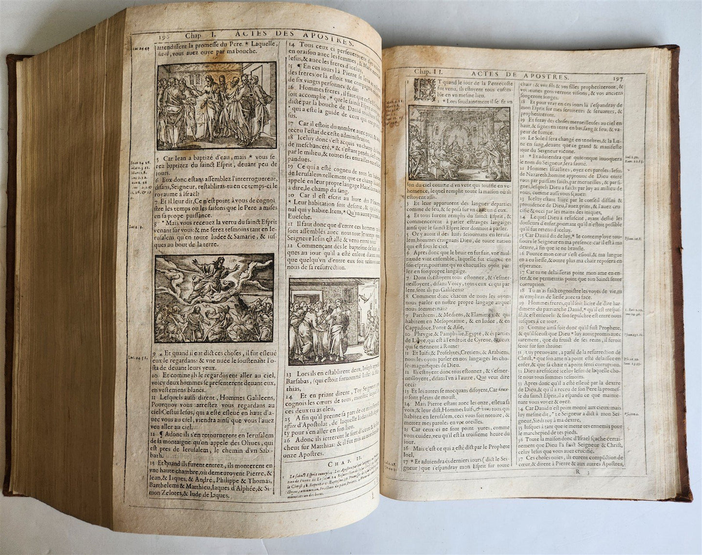 1603 BIBLE in FRENCH ILLUSTRATED FOLIO antique