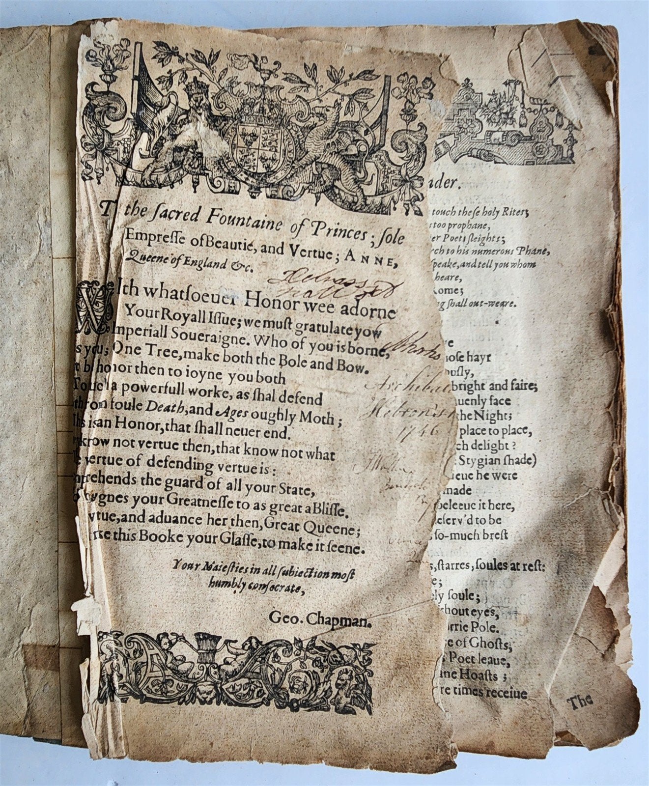 early 17th century ILLIADS of HOMER by GEORGE CHAPMAN antique in ENGLISH RARE