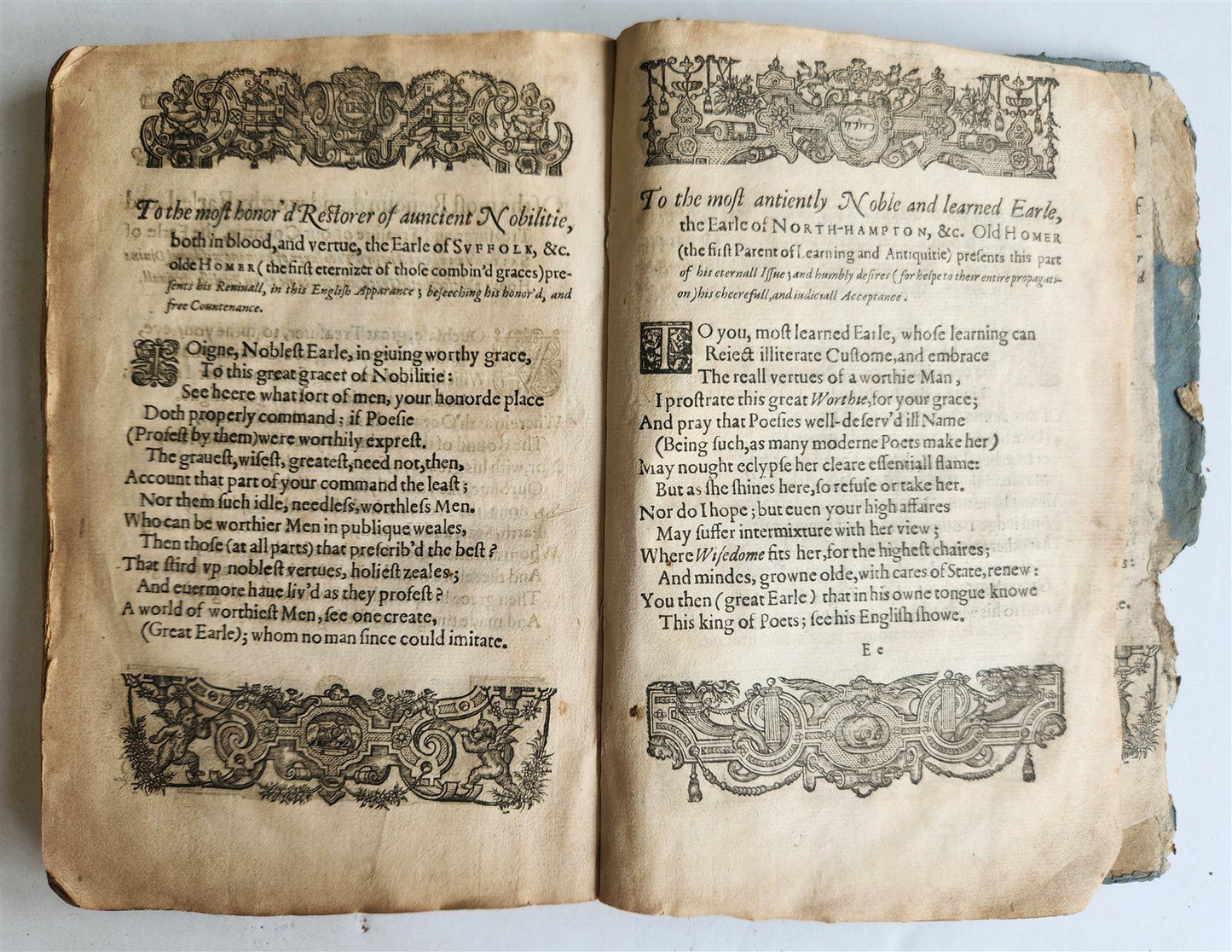 early 17th century ILLIADS of HOMER by GEORGE CHAPMAN antique in ENGLISH RARE