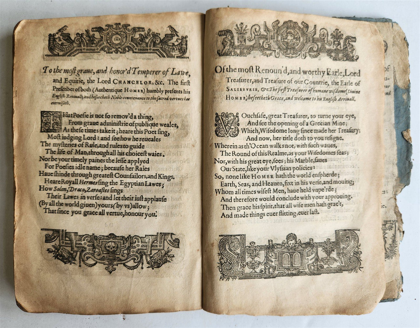 early 17th century ILLIADS of HOMER by GEORGE CHAPMAN antique in ENGLISH RARE
