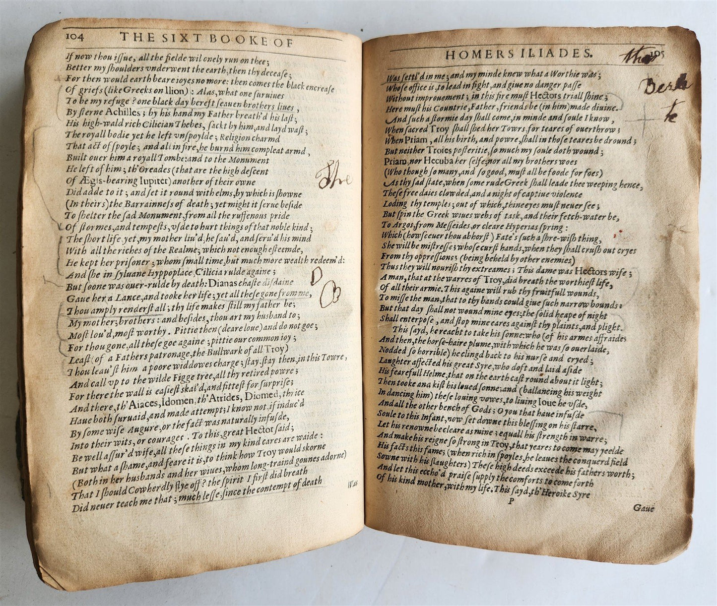 early 17th century ILLIADS of HOMER by GEORGE CHAPMAN antique in ENGLISH RARE