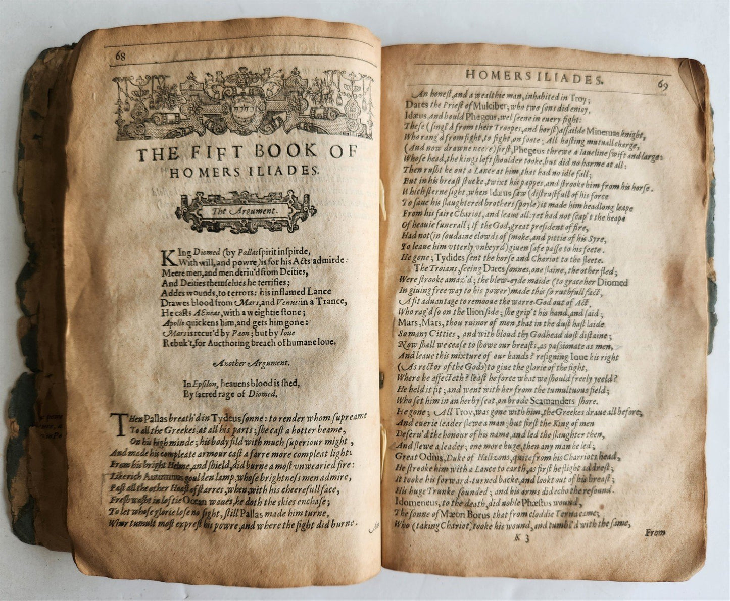 early 17th century ILLIADS of HOMER by GEORGE CHAPMAN antique in ENGLISH RARE